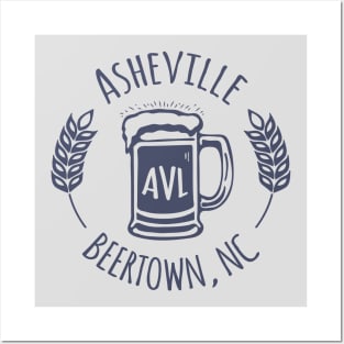 Beertown Asheville, NC - GreyBlue G 03 Posters and Art